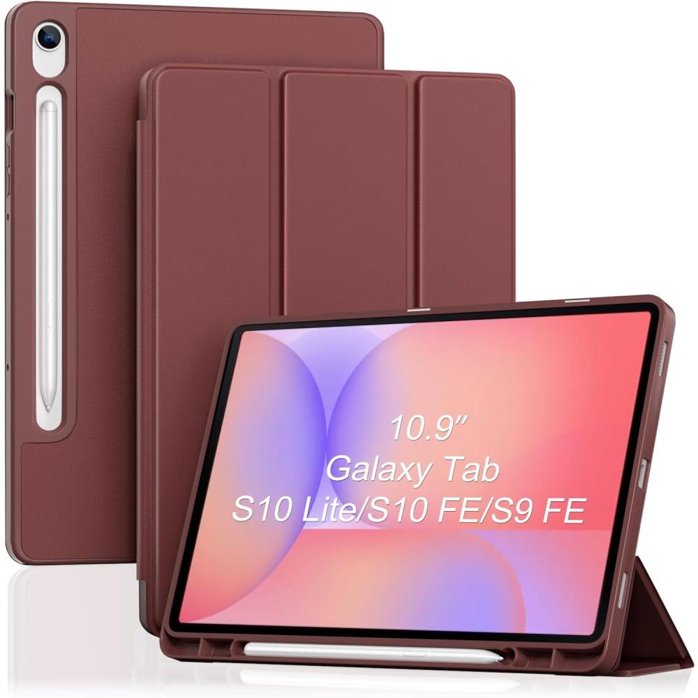 image:imageProCase Smart Case for Galaxy Tab S10 LiteS10 FES9 FE 109Inch with S Pen Holder Trifold Stand Folio Cover with Soft TPU Back for 109 Galaxy Tab S10 LiteS10 FES9 FE MatchagreenWine