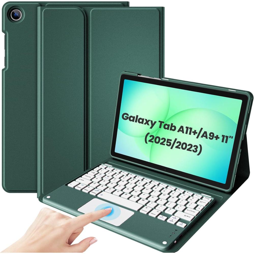 image:imageProCase Touchpad Keyboard Case for 2025 11 Galaxy Tab A11 2023 Tab A9 5GWiFi Detachable Wireless TypeC Charging Keyboard Folio Cover for Galaxy Tab A11 Plus A9 Plus 11InchMidnightGreenB Midnight Green