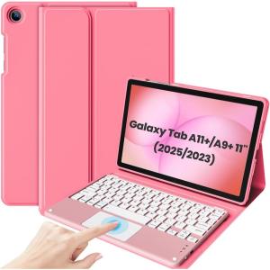 ProCase Touchpad Keyboard Case for 2025 11″ Galaxy Tab A11+ / 2023 Tab A9+ (5G/Wi-Fi); Detachable Wireless Type-C Charging Keyboard Folio Cover for Galaxy Tab A11 Plus / A9 Plus 11-Inch-MidnightGreen(C. Pink)