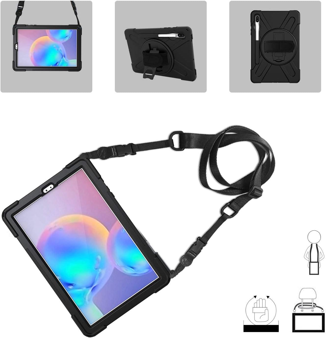 image:imageProCase Galaxy Tab S6 105 2019 Case with S Pen Holder Model SMT860T865T867 Rugged Heavy Duty Shockproof Cover with Hand Strap Rotating Kickstand Protective Black