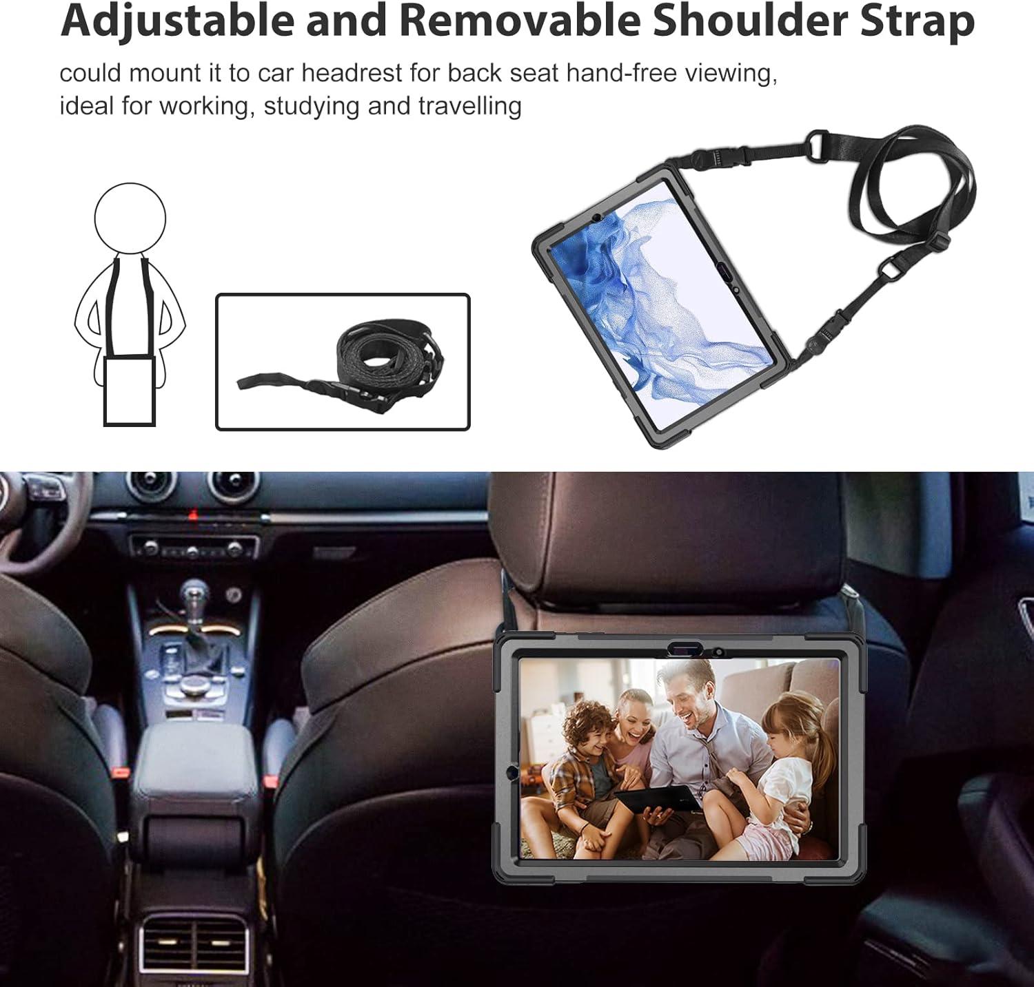 image:imageProCase Galaxy Tab S8 Plus 2022 S7 Plus 124 2020 Case with S Pen Holder Model SMX800X806T970T975 Rugged Heavy Duty Shockproof Case with Hand Strap Rotating Kickstand Protective CoverBlack
