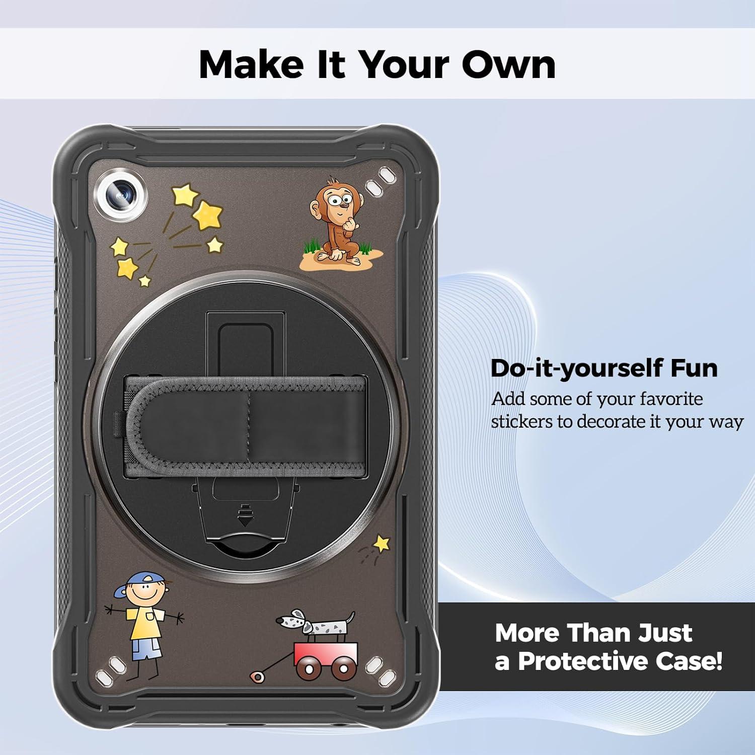 image:imageProCase Shockproof Case for Galaxy Tab A9 87 inch 2023 Heavy Duty Rugged Cover with Rotating Kickstand HandShoulder Strap Kids Proof for Galaxy Tablet SMX110 All Black