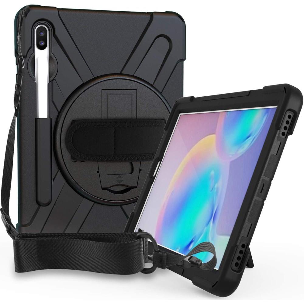 image:imageProCase Galaxy Tab S6 105 2019 Case with S Pen Holder Model SMT860T865T867 Rugged Heavy Duty Shockproof Cover with Hand Strap Rotating Kickstand Protective Black