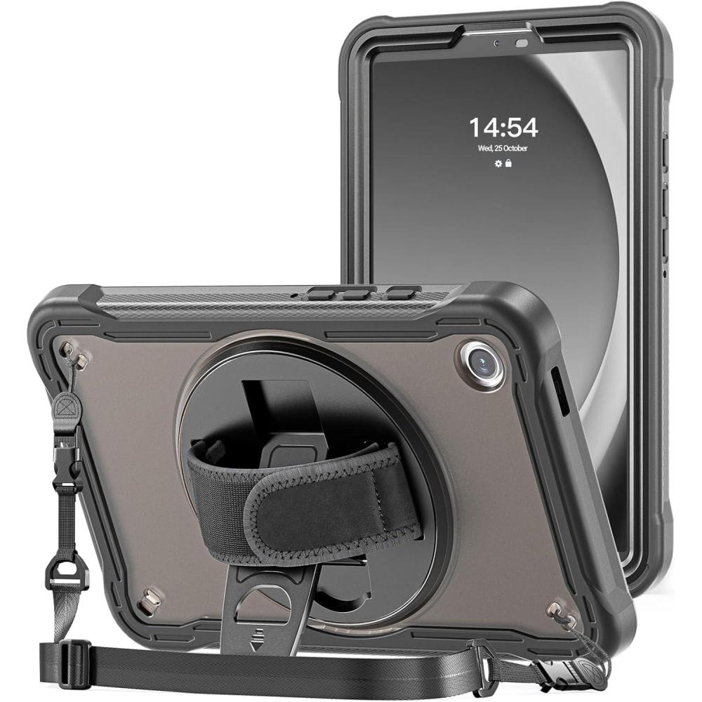 image:imageProCase Shockproof Case for Galaxy Tab A9 87 inch 2023 Heavy Duty Rugged Cover with Rotating Kickstand HandShoulder Strap Kids Proof for Galaxy Tablet SMX110 All Black