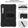 ProCase Galaxy Tab S6 10.5” 2019 Case with S Pen Holder (Model SM-T860/T865/T867), Rugged Heavy Duty Shockproof Cover with Hand Strap Rotating Kickstand Protective –Black
