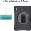 ProCase Galaxy Tab S8 Plus 2022 / S7 Plus 12.4” 2020 Case with S Pen Holder (Model SM-X800/X806/T970/T975), Rugged Heavy Duty Shockproof Case with Hand Strap Rotating Kickstand Protective Cover–Black