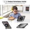 ProCase Shockproof Case for Galaxy Tab A9 8.7 inch 2023, Heavy Duty Rugged Cover with Rotating Kickstand Hand/Shoulder Strap Kids Proof for Galaxy Tablet SM-X110 -All Black