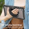 ProCase Shockproof Case for Galaxy Tab A9 8.7 inch 2023, Heavy Duty Rugged Cover with Rotating Kickstand Hand/Shoulder Strap Kids Proof for Galaxy Tablet SM-X110 -All Black