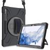 ProCase Galaxy Tab S8 Plus 2022 / S7 Plus 12.4” 2020 Case with S Pen Holder (Model SM-X800/X806/T970/T975), Rugged Heavy Duty Shockproof Case with Hand Strap Rotating Kickstand Protective Cover–Black
