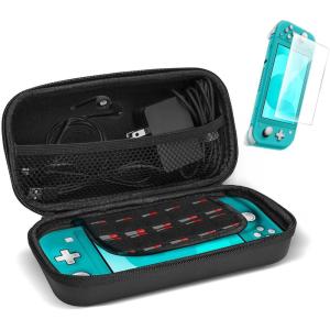 ProCase Carrying Case for Switch Lite with Screen Protector, Portable Travel Carry Case Hard Shell 2 in 1 Accessories Kit for Switch Lite 2019 with 10 Game Cartridges -Black