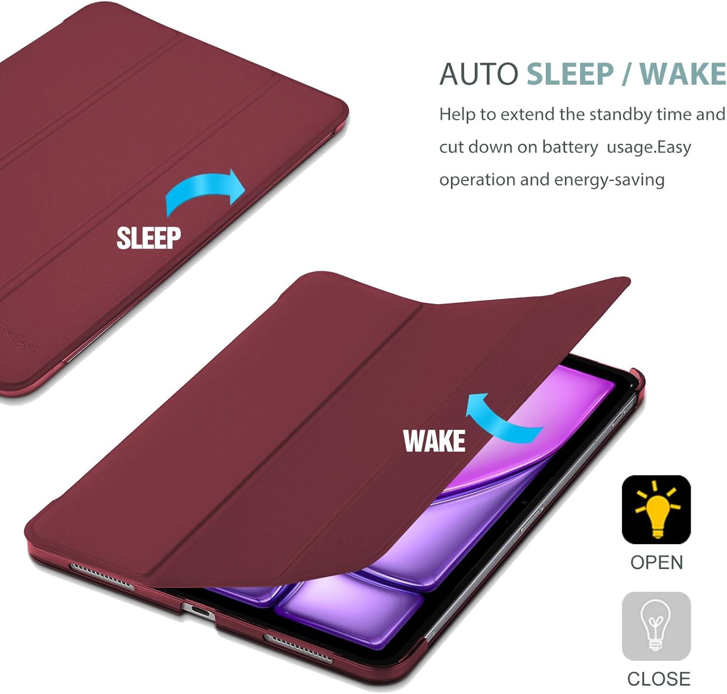 image:imageProCase Smart Case for iPad Air 11inch M4 2026 8th Gen M3 2025 M2 2024 amp 109 Inch iPad Air 5th 2022 amp 4th 2020 Protective Hard Back Cover with Pencil Holder NavyWine