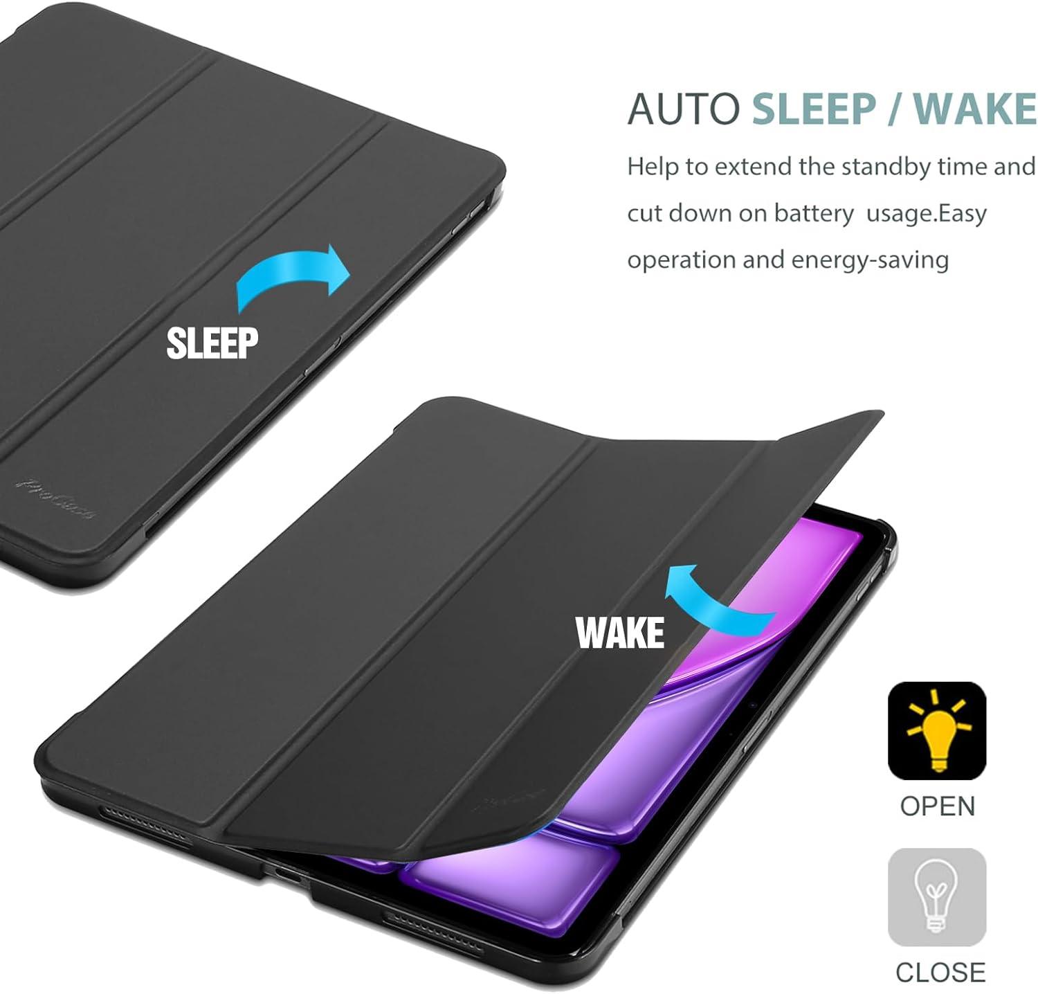 image:imageProCase Smart Case for iPad Air 11inch M4 2026 8th Gen M3 2025 M2 2024 amp 109 Inch iPad Air 5th 2022 amp 4th 2020 Protective Hard Back Cover with Pencil Holder NavyBlack