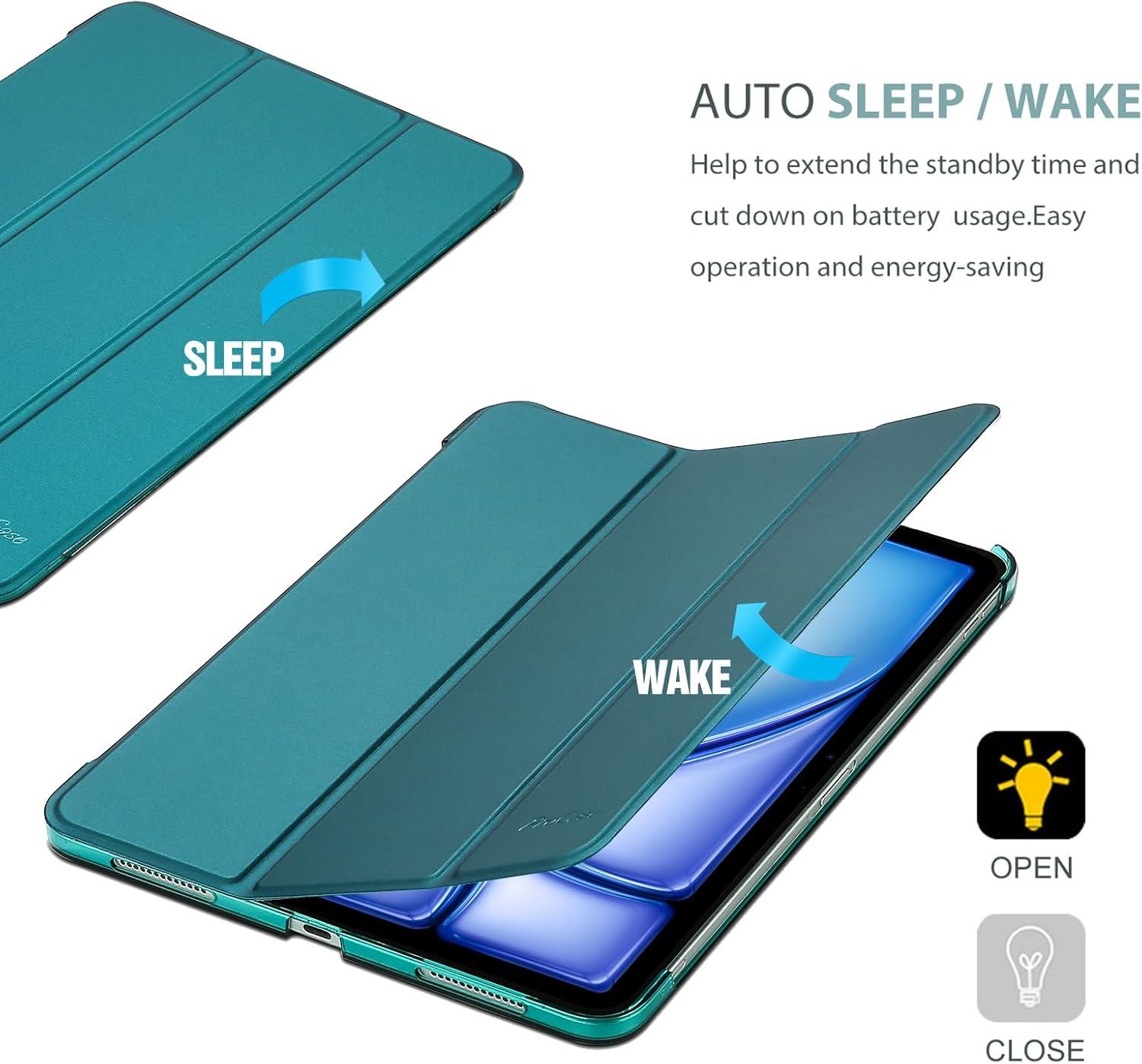 image:imageProCase Smart Case for iPad Air 11inch M4 2026 8th Gen M3 2025 M2 2024 amp 109 Inch iPad Air 5th 2022 amp 4th 2020 Protective Hard Back Cover with Pencil Holder NavyEmerald