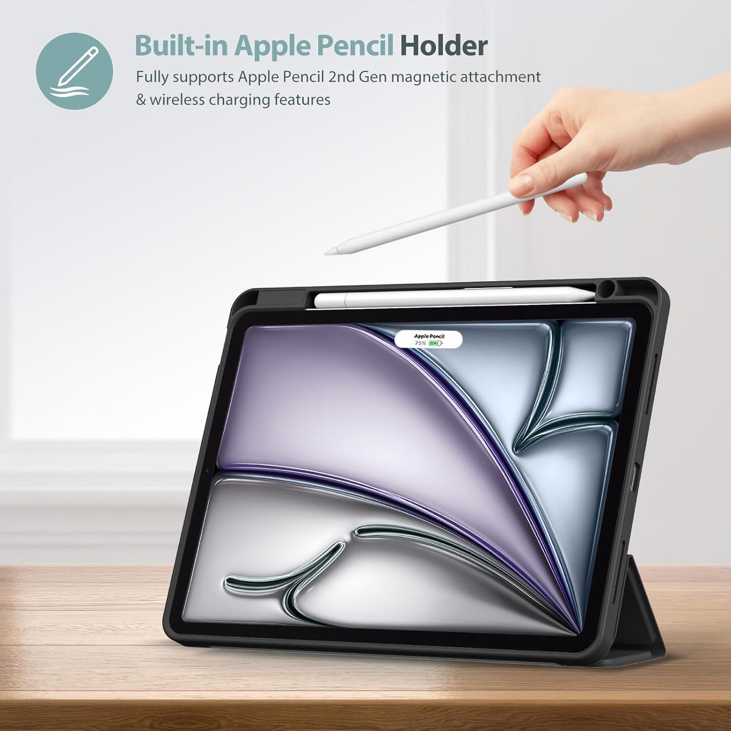 image:imageProCase Smart Case for iPad Air 11inch M4 2026 8th Gen M3 2025 M2 2024 amp 109 Inch iPad Air 5th 2022 amp 4th 2020 Protective Hard Back Cover with Pencil Holder NavyBlack