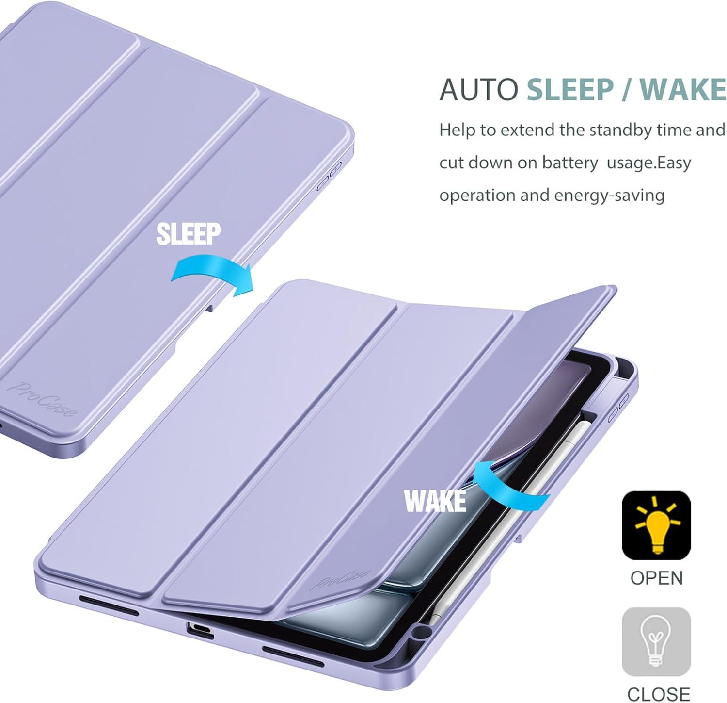 image:imageProCase Smart Case for iPad Air 11inch M4 2026 8th Gen M3 2025 M2 2024 amp 109 Inch iPad Air 5th 2022 amp 4th 2020 Protective Hard Back Cover with Pencil Holder NavyLight Purple