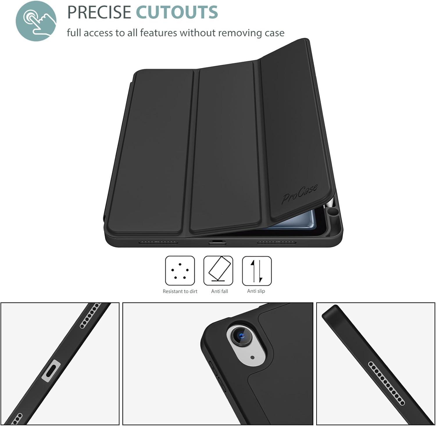 image:imageProCase Smart Case for iPad Air 11inch M4 2026 8th Gen M3 2025 M2 2024 amp 109 Inch iPad Air 5th 2022 amp 4th 2020 Protective Hard Back Cover with Pencil Holder NavyBlack