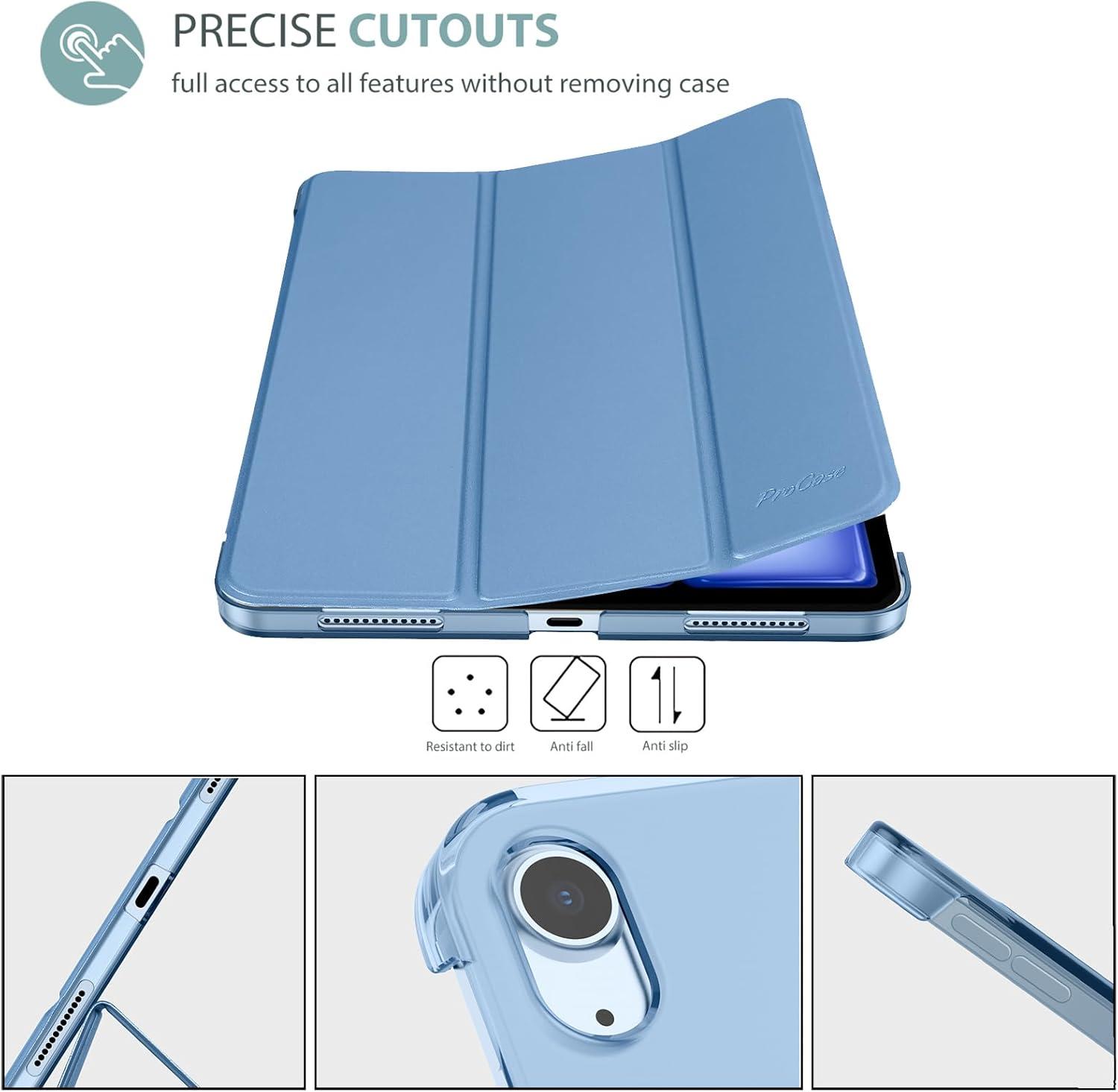 image:imageProCase Smart Case for iPad Air 11inch M4 2026 8th Gen M3 2025 M2 2024 amp 109 Inch iPad Air 5th 2022 amp 4th 2020 Protective Hard Back Cover with Pencil Holder NavyBlue