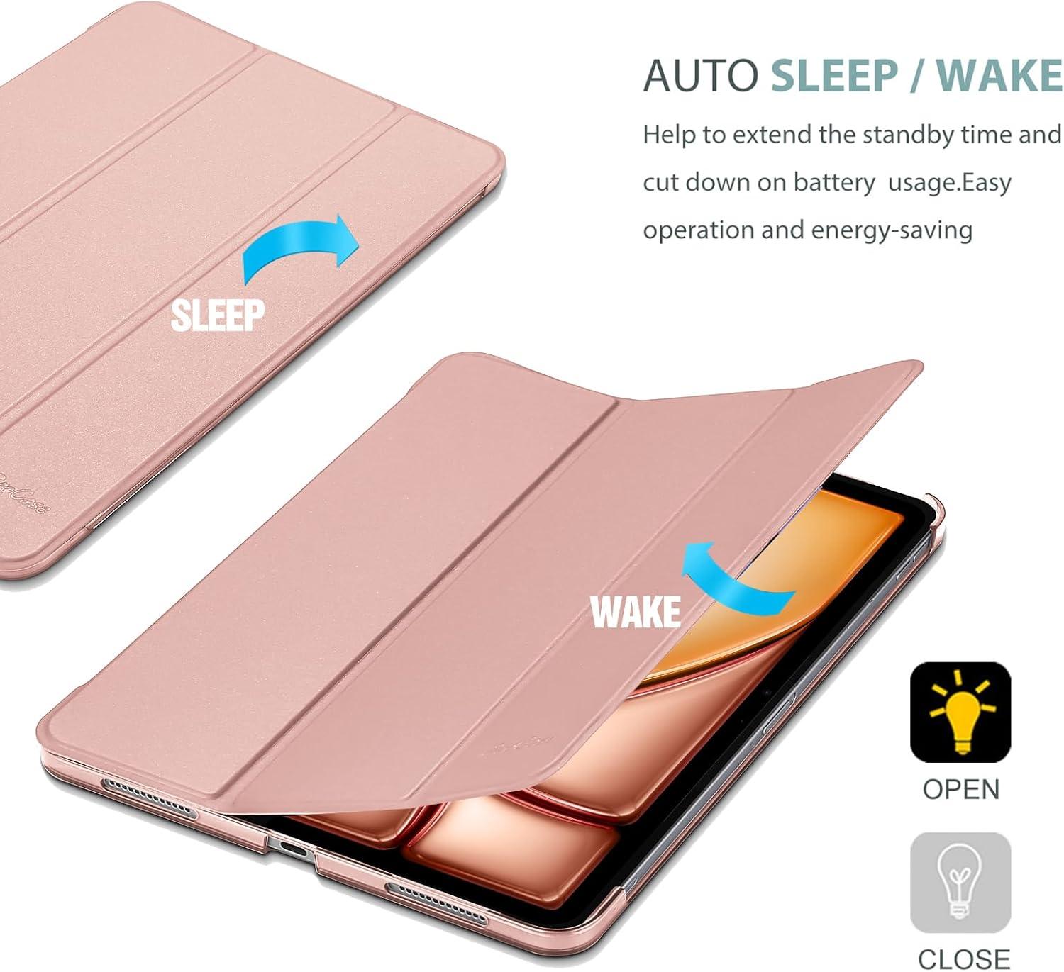 image:imageProCase Smart Case for iPad Air 11inch M4 2026 8th Gen M3 2025 M2 2024 amp 109 Inch iPad Air 5th 2022 amp 4th 2020 Protective Hard Back Cover with Pencil Holder NavyRosegold