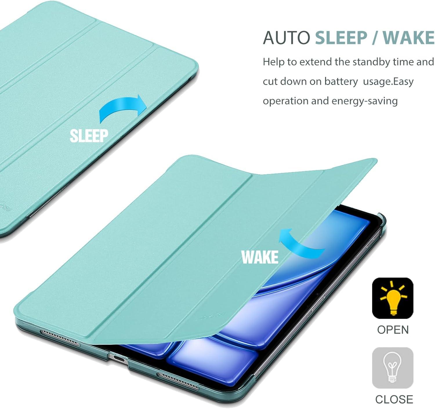 image:imageProCase Smart Case for iPad Air 11inch M4 2026 8th Gen M3 2025 M2 2024 amp 109 Inch iPad Air 5th 2022 amp 4th 2020 Protective Hard Back Cover with Pencil Holder NavyAqua
