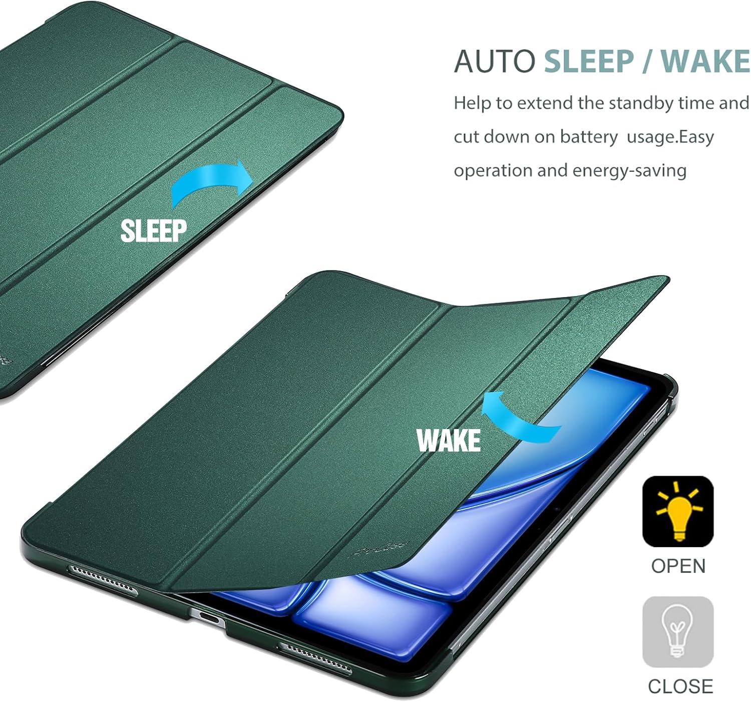 image:imageProCase Smart Case for iPad Air 11inch M4 2026 8th Gen M3 2025 M2 2024 amp 109 Inch iPad Air 5th 2022 amp 4th 2020 Protective Hard Back Cover with Pencil Holder NavyMgreen
