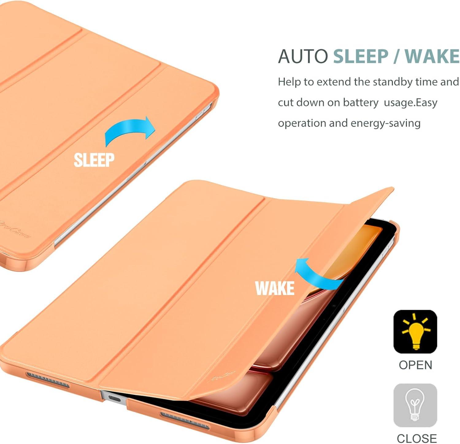 image:imageProCase Smart Case for iPad Air 11inch M4 2026 8th Gen M3 2025 M2 2024 amp 109 Inch iPad Air 5th 2022 amp 4th 2020 Protective Hard Back Cover with Pencil Holder NavyOrange