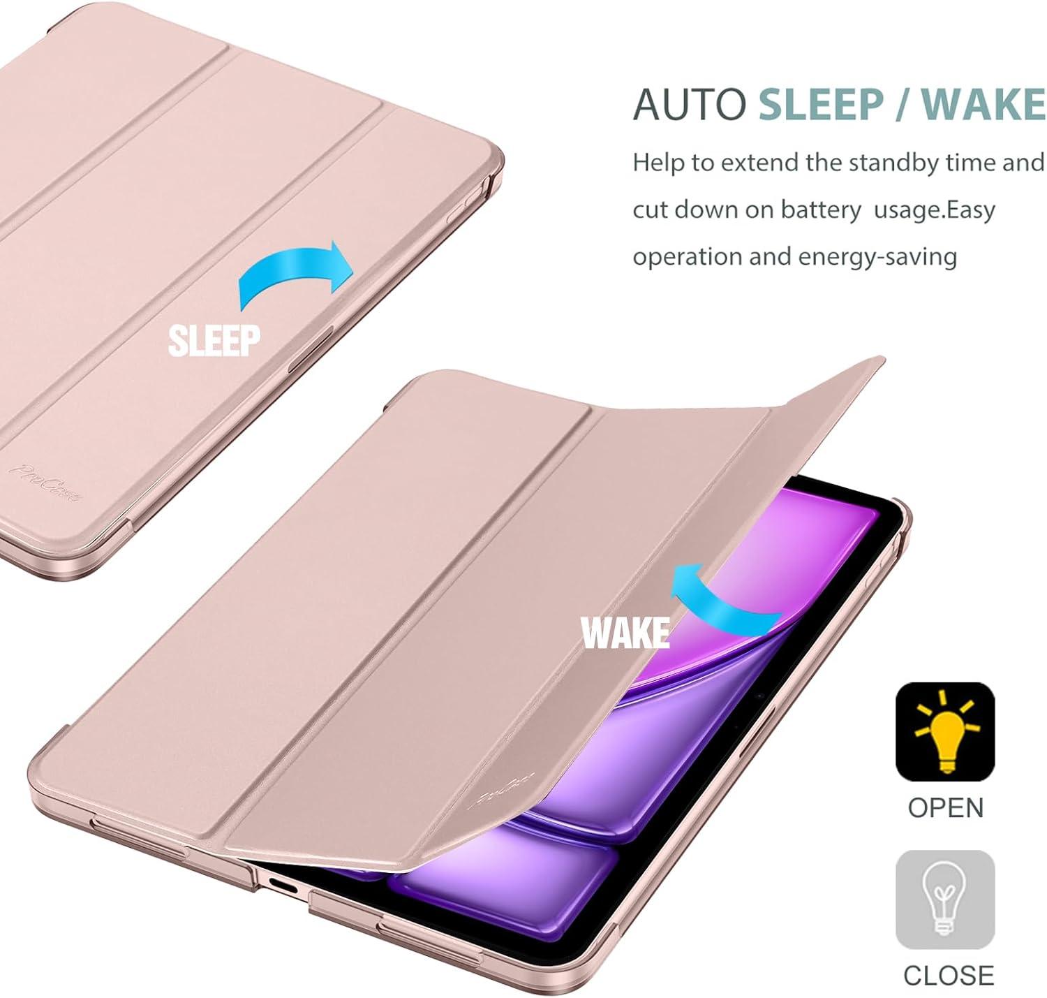 image:imageProCase Smart Case for iPad Air 11inch M4 2026 8th Gen M3 2025 M2 2024 amp 109 Inch iPad Air 5th 2022 amp 4th 2020 Protective Hard Back Cover with Pencil Holder NavyPink