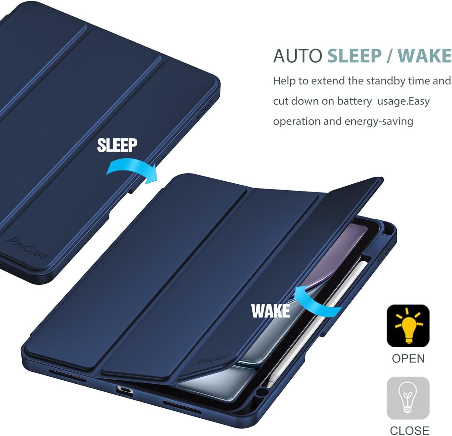image:imageProCase Smart Case for iPad Air 11inch M4 2026 8th Gen M3 2025 M2 2024 amp 109 Inch iPad Air 5th 2022 amp 4th 2020 Protective Hard Back Cover with Pencil Holder NavyNavy