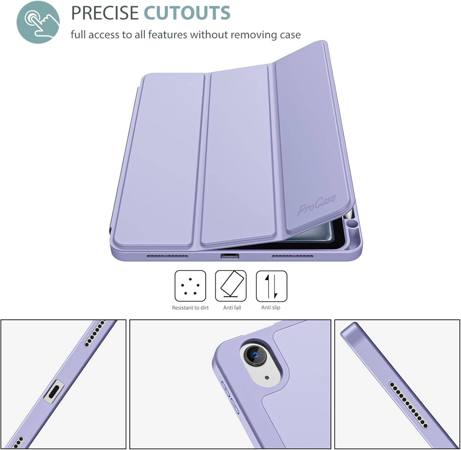 image:imageProCase Smart Case for iPad Air 11inch M4 2026 8th Gen M3 2025 M2 2024 amp 109 Inch iPad Air 5th 2022 amp 4th 2020 Protective Hard Back Cover with Pencil Holder NavyLight Purple