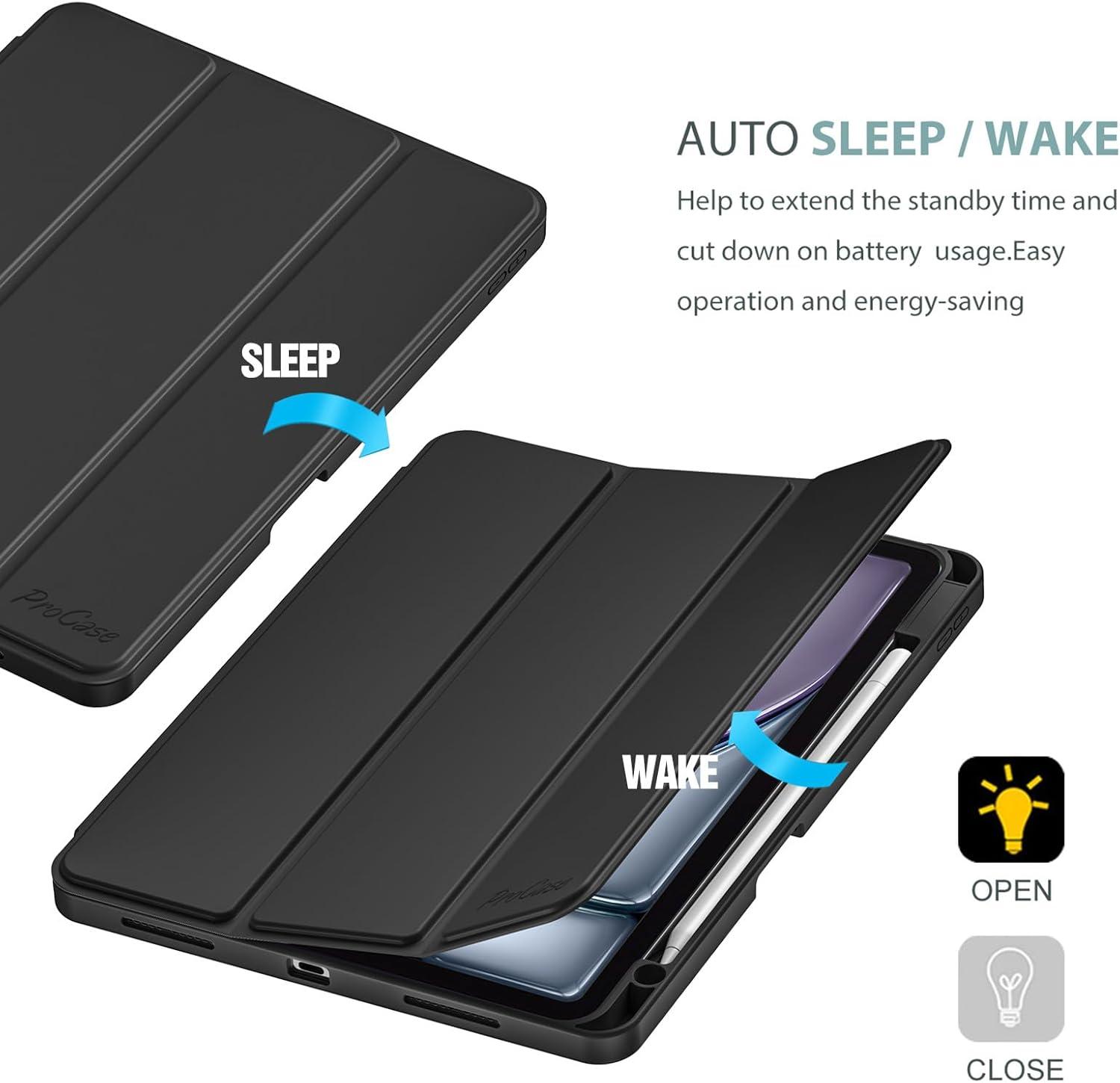 image:imageProCase Smart Case for iPad Air 11inch M4 2026 8th Gen M3 2025 M2 2024 amp 109 Inch iPad Air 5th 2022 amp 4th 2020 Protective Hard Back Cover with Pencil Holder NavyBlack