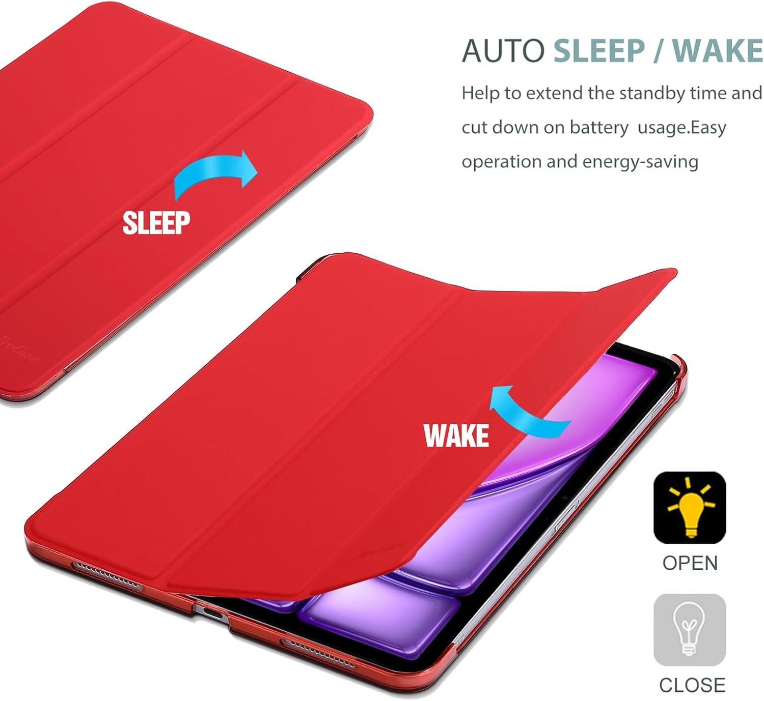 image:imageProCase Smart Case for iPad Air 11inch M4 2026 8th Gen M3 2025 M2 2024 amp 109 Inch iPad Air 5th 2022 amp 4th 2020 Protective Hard Back Cover with Pencil Holder NavyRed