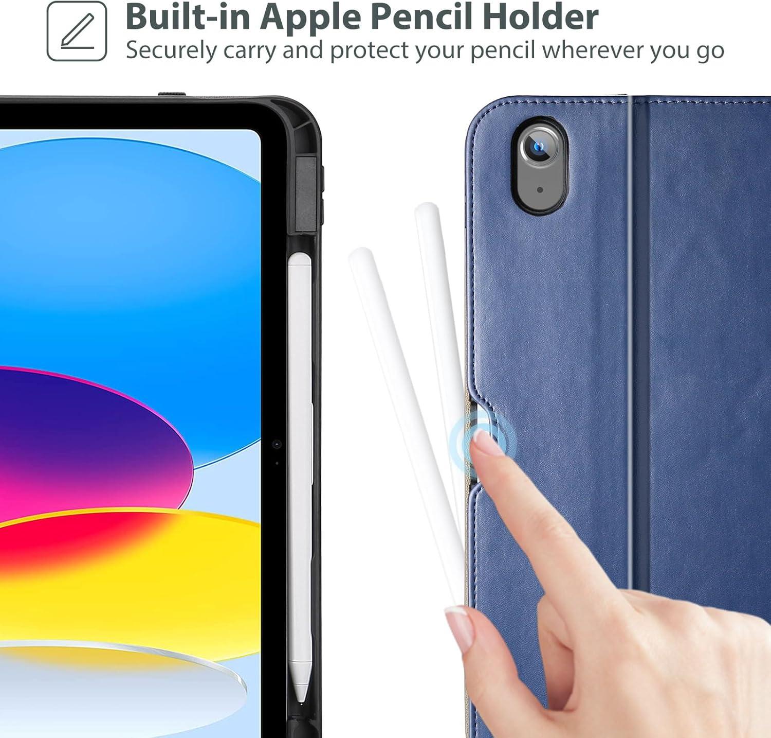 image:imageProCase for iPad A16 11th Generation 11 2025iPad 10th Generation 109 2022 with Pencil Holder iPad 1110 PU Leather Case Business Stand Cover Smart Folio with Hand Strap Front Pocket TealNavy