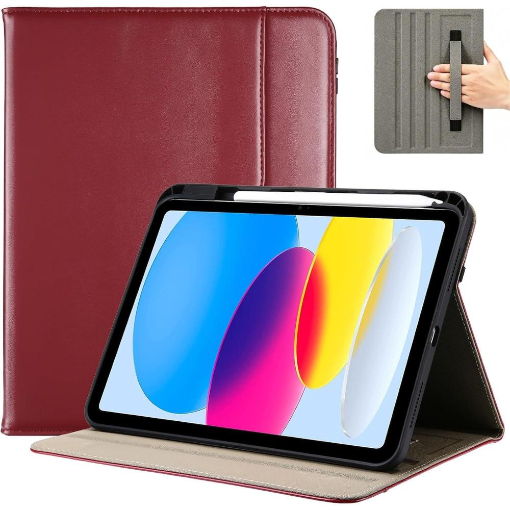 image:imageProCase for iPad A16 11th Generation 11 2025iPad 10th Generation 109 2022 with Pencil Holder iPad 1110 PU Leather Case Business Stand Cover Smart Folio with Hand Strap Front Pocket TealWine