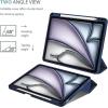 ProCase Smart Case for iPad Air 11-inch M4 (2026, 8th Gen) / M3 (2025) / M2 (2024) & 10.9 Inch iPad Air 5th (2022) & 4th (2020) – Protective Hard Back Cover with Pencil Holder – Navy(Navy)