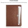 ProCase for iPad A16 11th Generation 11” 2025/iPad 10th Generation 10.9” 2022 with Pencil Holder, iPad 11/10 PU Leather Case Business Stand Cover Smart Folio with Hand Strap Front Pocket -Teal(Brown)