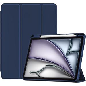 ProCase Smart Case for iPad Air 11-inch M4 (2026, 8th Gen) / M3 (2025) / M2 (2024) & 10.9 Inch iPad Air 5th (2022) & 4th (2020) – Protective Hard Back Cover with Pencil Holder – Navy(Navy)