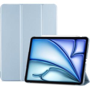 ProCase Smart Case for iPad Air 11-inch M4 (2026, 8th Gen) / M3 (2025) / M2 (2024) & 10.9 Inch iPad Air 5th (2022) & 4th (2020) – Protective Hard Back Cover with Pencil Holder – Navy(Skyblue)