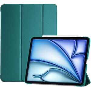 ProCase Smart Case for iPad Air 11-inch M4 (2026, 8th Gen) / M3 (2025) / M2 (2024) & 10.9 Inch iPad Air 5th (2022) & 4th (2020) – Protective Hard Back Cover with Pencil Holder – Navy(Emerald)