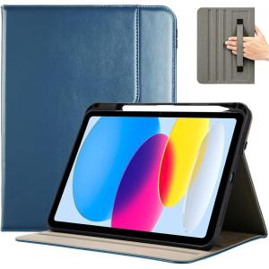 ProCase for iPad A16 11th Generation 11” 2025/iPad 10th Generation 10.9” 2022 with Pencil Holder, iPad 11/10 PU Leather Case Business Stand Cover Smart Folio with Hand Strap Front Pocket -Teal(Teal)