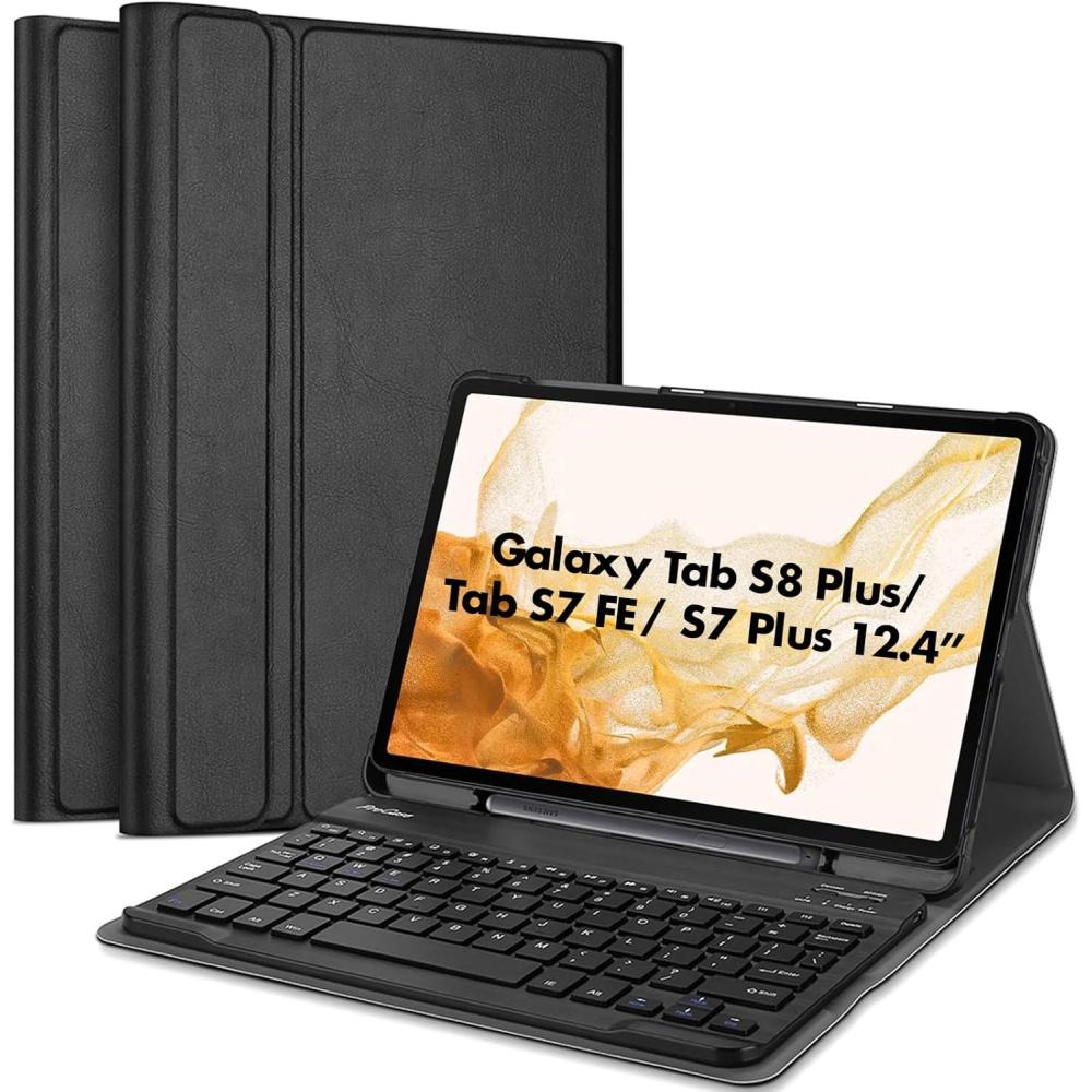 image:imageProCase Keyboard Case for 124 inch Galaxy Tab S8 Plus 2022 Tab S7 FE 2021 Tab S7 Plus 2020 with S Pen HolderMagnetically Detachable Wireless Keyboard for SMX800 X806 T730 T736 T970 T975 Black