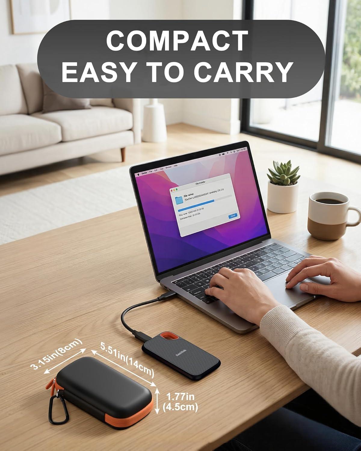 image:imageProCase Hard Case for SanDisk Extreme Portable SSD NewOld Model Extreme Pro Portable SSD 500GB 1TB 2TB 4TB 8TB USBC Solid State Drive EVA Shockproof Travel Case with 2 SD Card SlotsOrangeBlackOrange Black