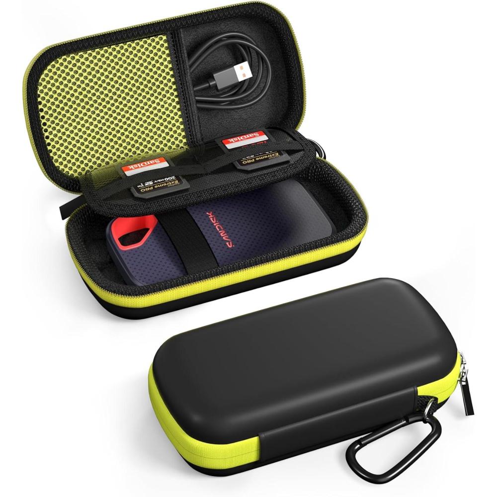 image:imageProCase Hard Case for SanDisk Extreme Portable SSD NewOld Model Extreme Pro Portable SSD 500GB 1TB 2TB 4TB 8TB USBC Solid State Drive EVA Shockproof Travel Case with 2 SD Card SlotsOrangeBlackGreen Black